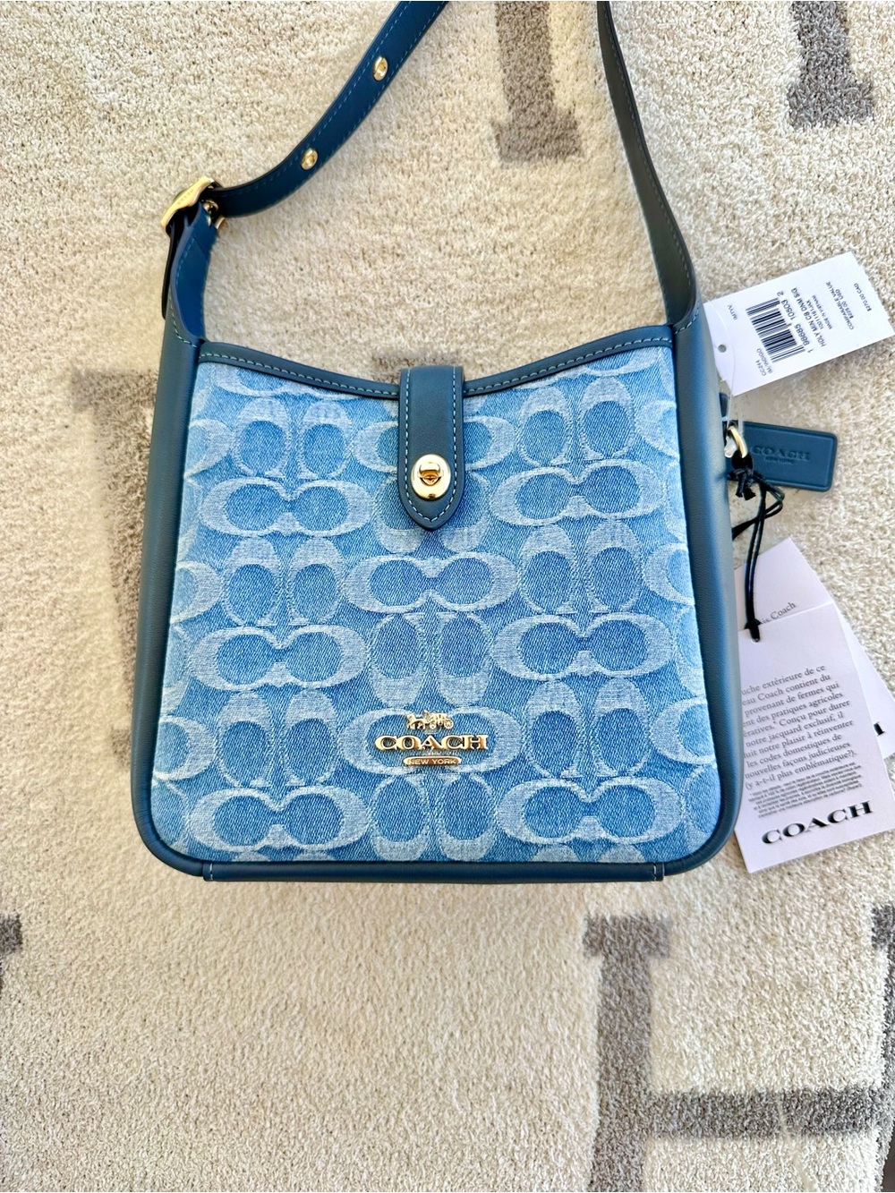 Coach Denim Signature Crossbody Bag in Blue mini Hadley bag